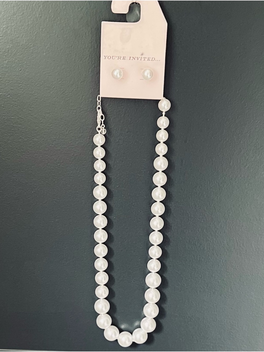 Classic White Pearl Necklace and Studs Set